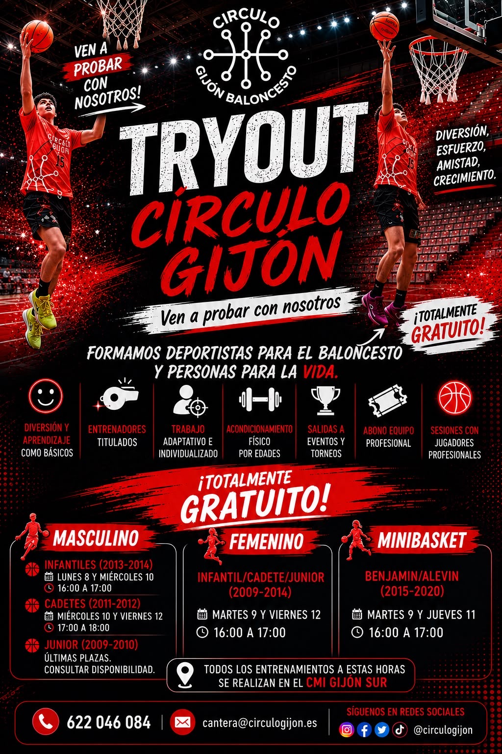 🏀 Plazas abiertas en Círculo Gijón. Venid a probar sin compromiso.